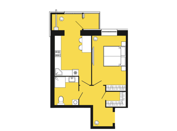 ЖК Днепровская Брама 2: планировка 1-комнатной квартиры 48.5 м²