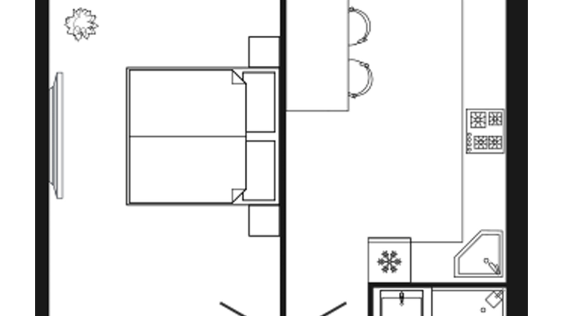 Планування 1-кімнатної квартири в ЖК Дніпровська Брама 2 45.5 м², фото 584854