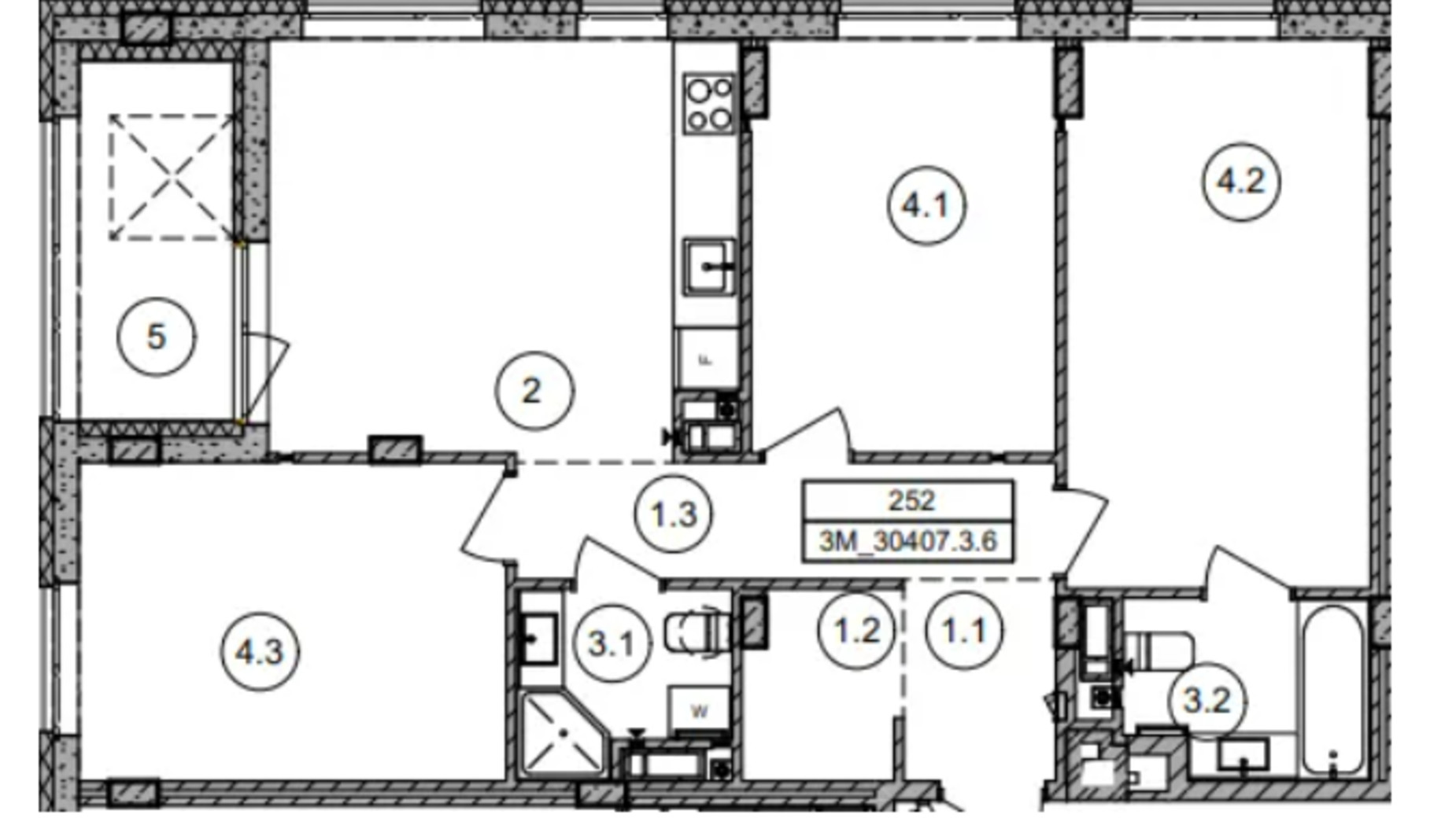 Планування 3-кімнатної квартири в ЖК Respublika 83.6 м², фото 585827