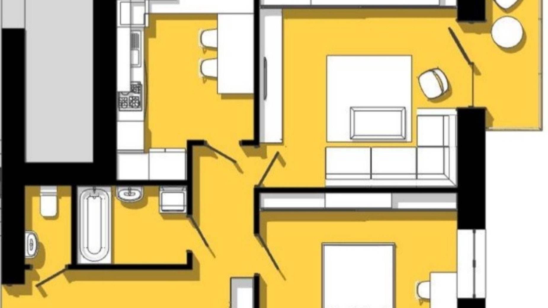 Планування 2-кімнатної квартири в ЖК Новий Світ 64.4 м², фото 585873