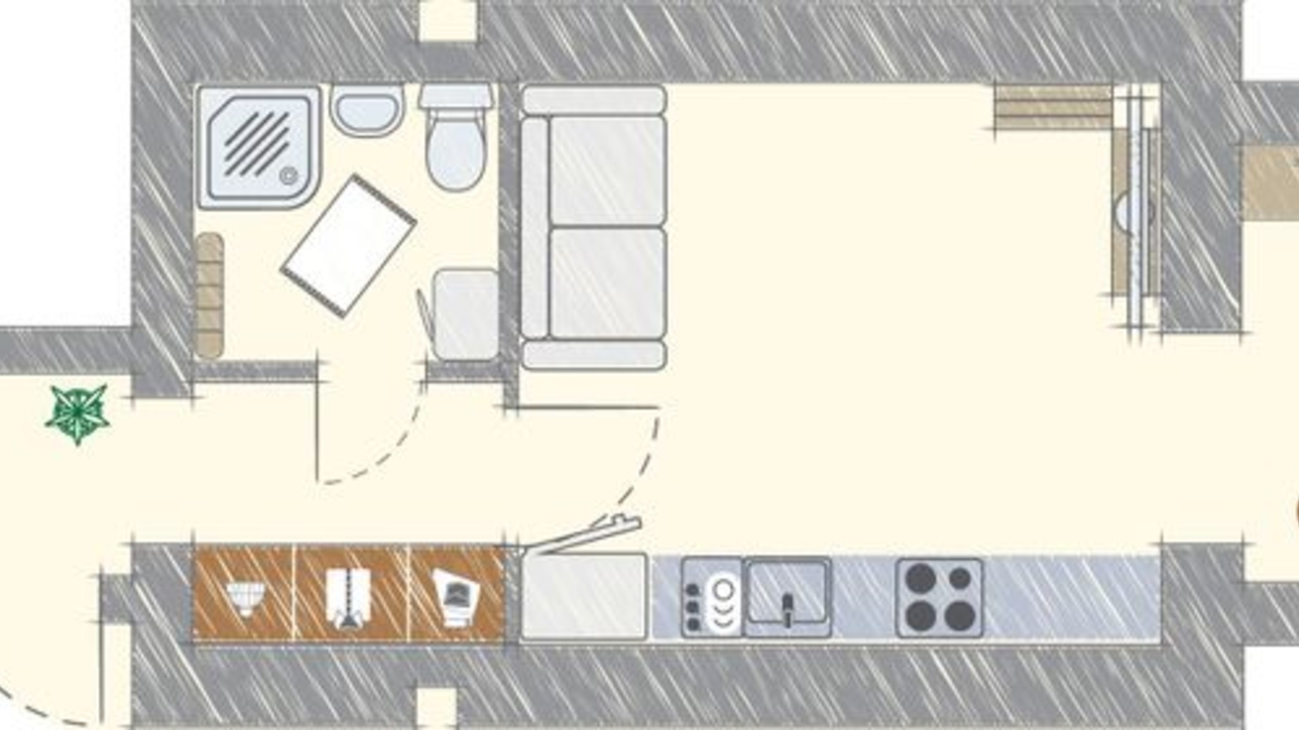 Планировка квартиры студии в ЖК Модуль 28.14 м², фото 586005