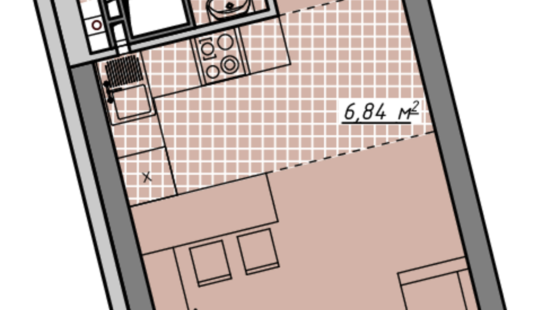 Планировка 1-комнатной квартиры в ЖК Атмосфера 29.88 м², фото 586018