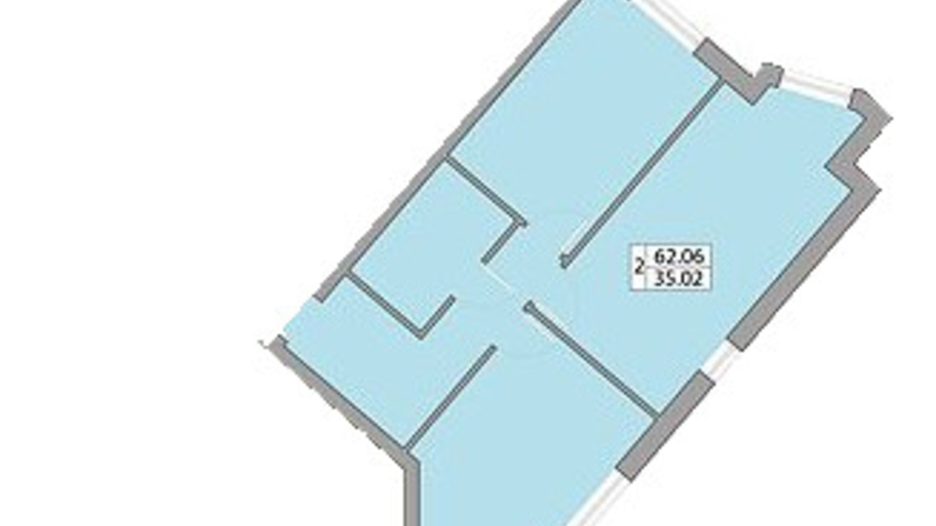 Планування 2-кімнатної квартири в ЖК Praha Platinum 62.06 м², фото 586276