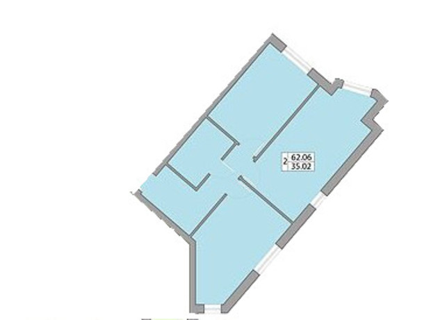ЖК Praha Platinum: планування 2-кімнатної квартири 62.06 м²