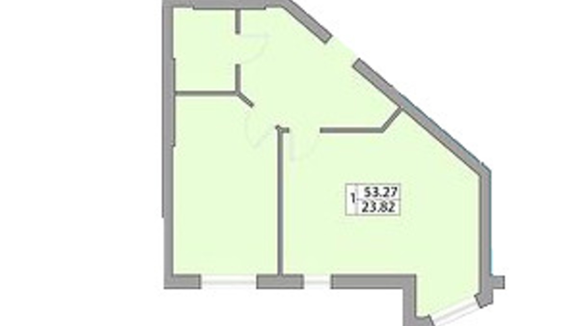 Планировка 1-комнатной квартиры в ЖК Praha Platinum 53.27 м², фото 586278