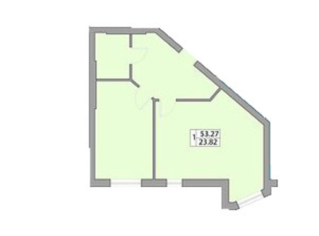 ЖК Praha Platinum: планування 1-кімнатної квартири 53.27 м²