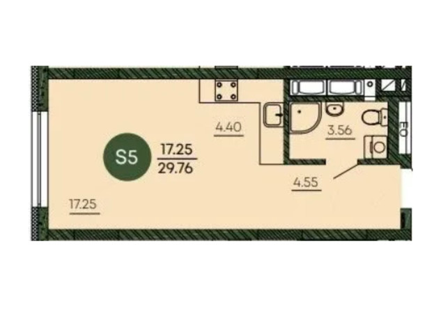 ЖК Оранжерея: планировка 1-комнатной квартиры 29.76 м²