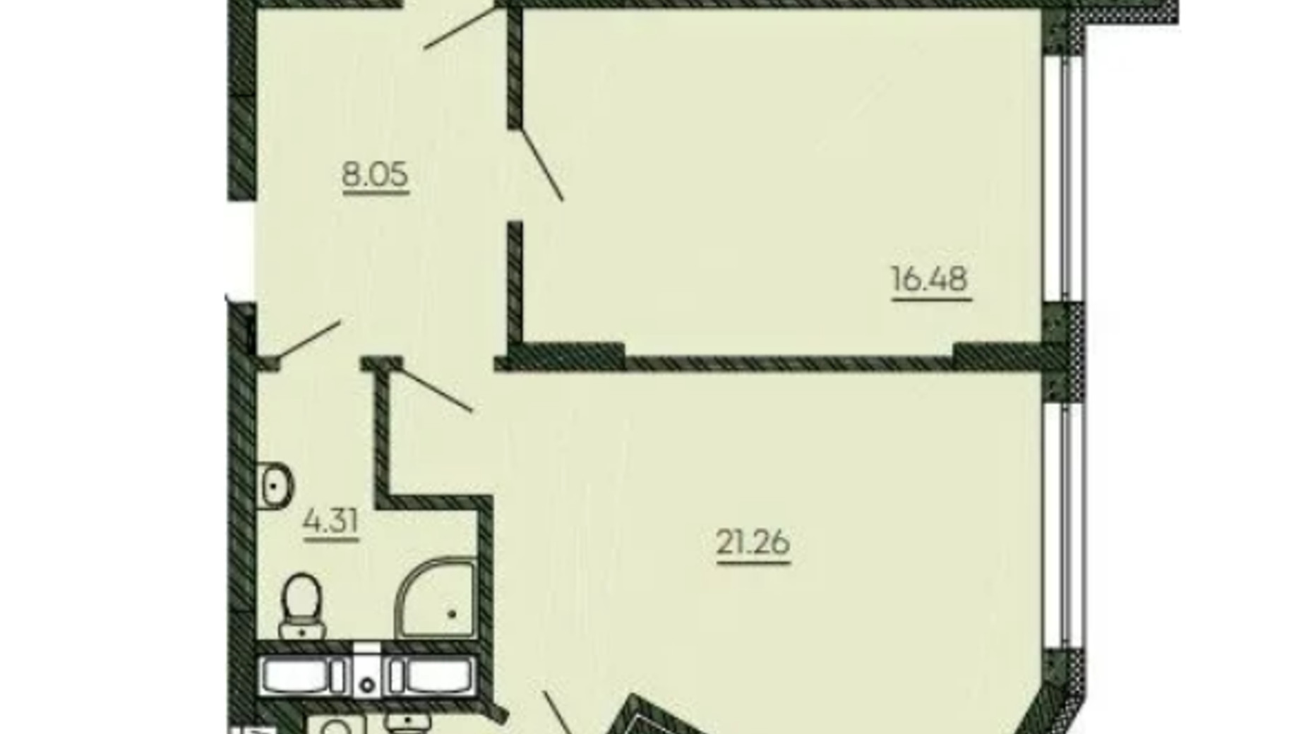 Планировка 2-комнатной квартиры в ЖК Оранжерея 83.78 м², фото 586483