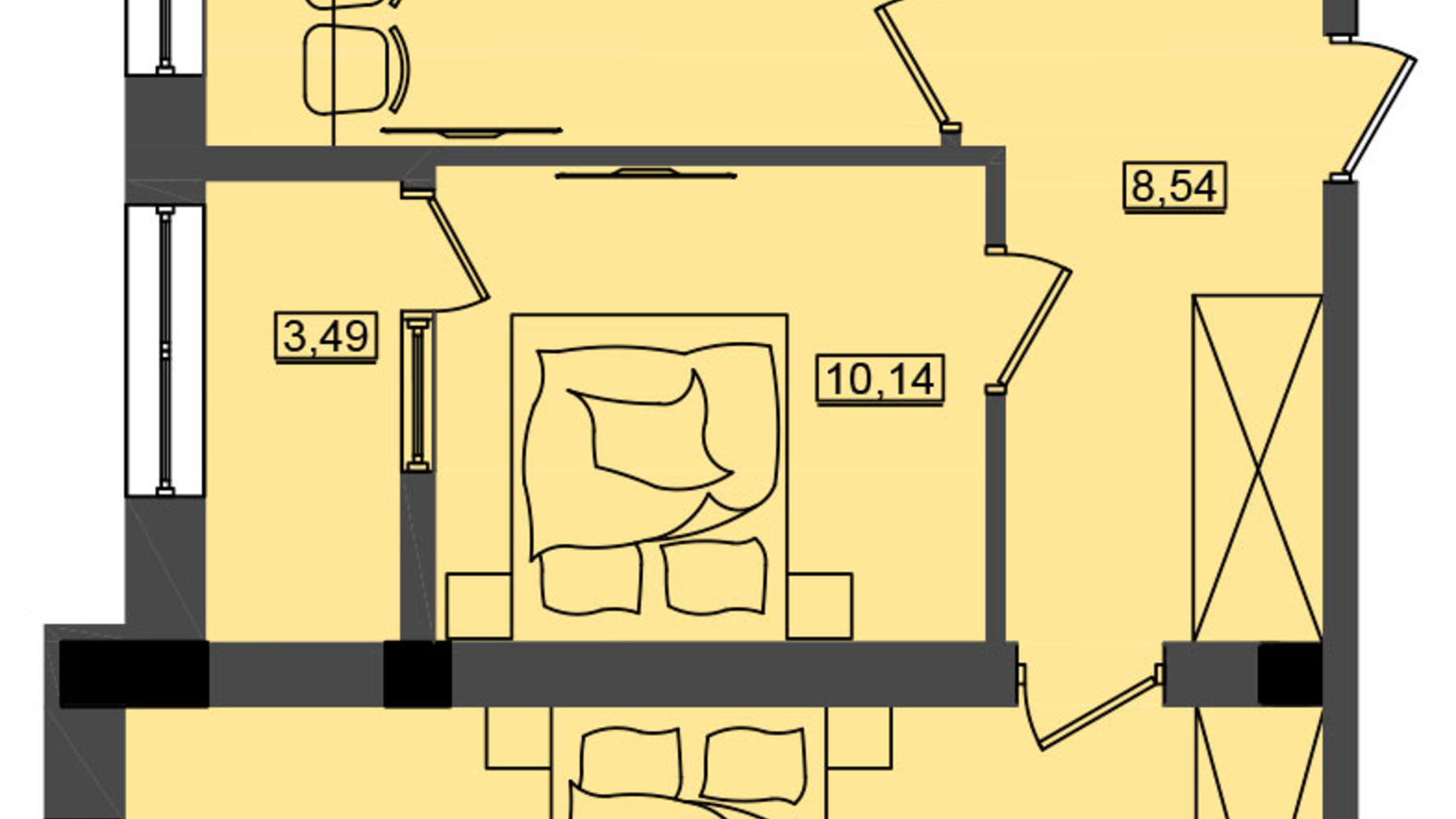 Планировка 2-комнатной квартиры в ЖК Дом у моря Premier 60.8 м², фото 586695