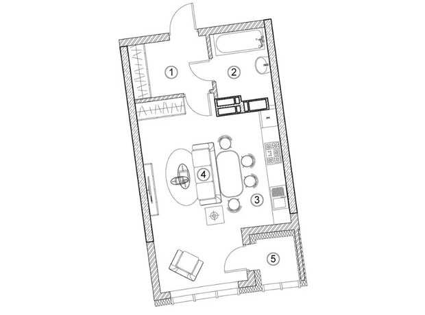 ЖК Aria: планування 3-кімнатної квартири 37.43 м²