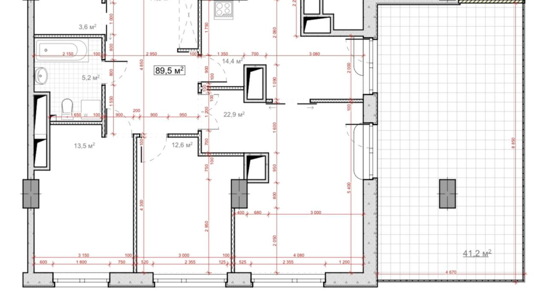 Планування вільне планування квартири в ЖК Миронова 110.1 м², фото 586991