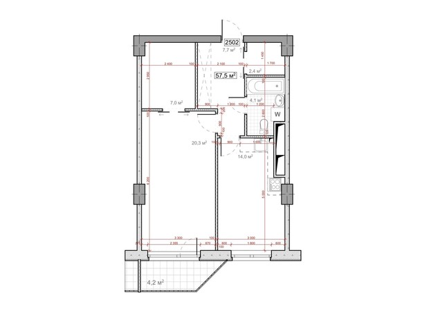 ЖК Миронова: свободная планировка квартиры 59.6 м²
