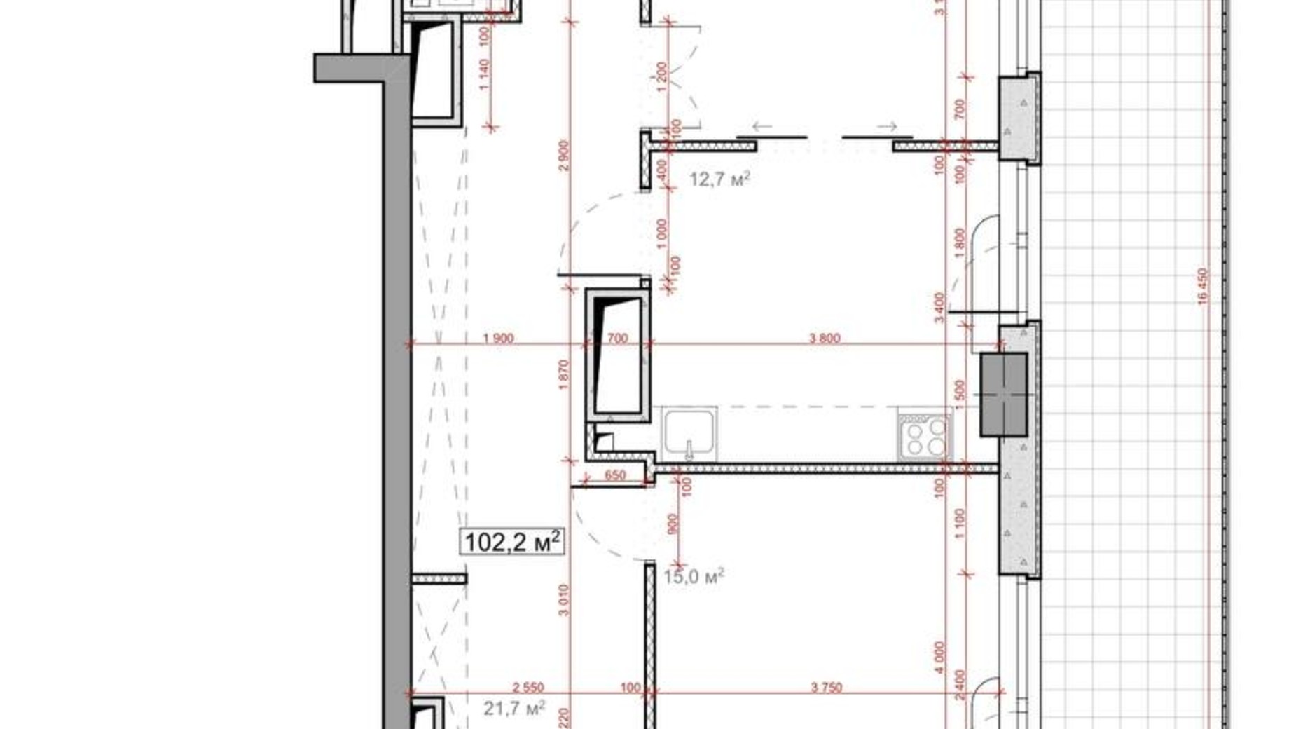 Планування вільне планування квартири в ЖК Миронова 119.05 м², фото 586995