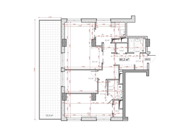 ЖК Миронова: свободная планировка квартиры 107.05 м²