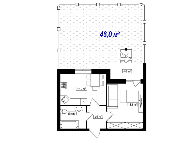 ЖК Амстердам Клубный: планировка 1-комнатной квартиры 37 м²