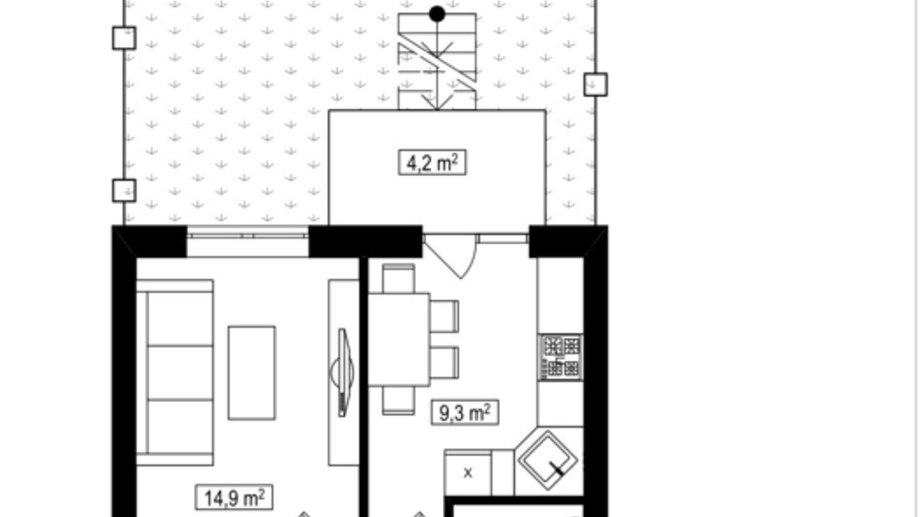Планировка 1-комнатной квартиры в ЖК Амстердам Клубный 34.8 м², фото 587816