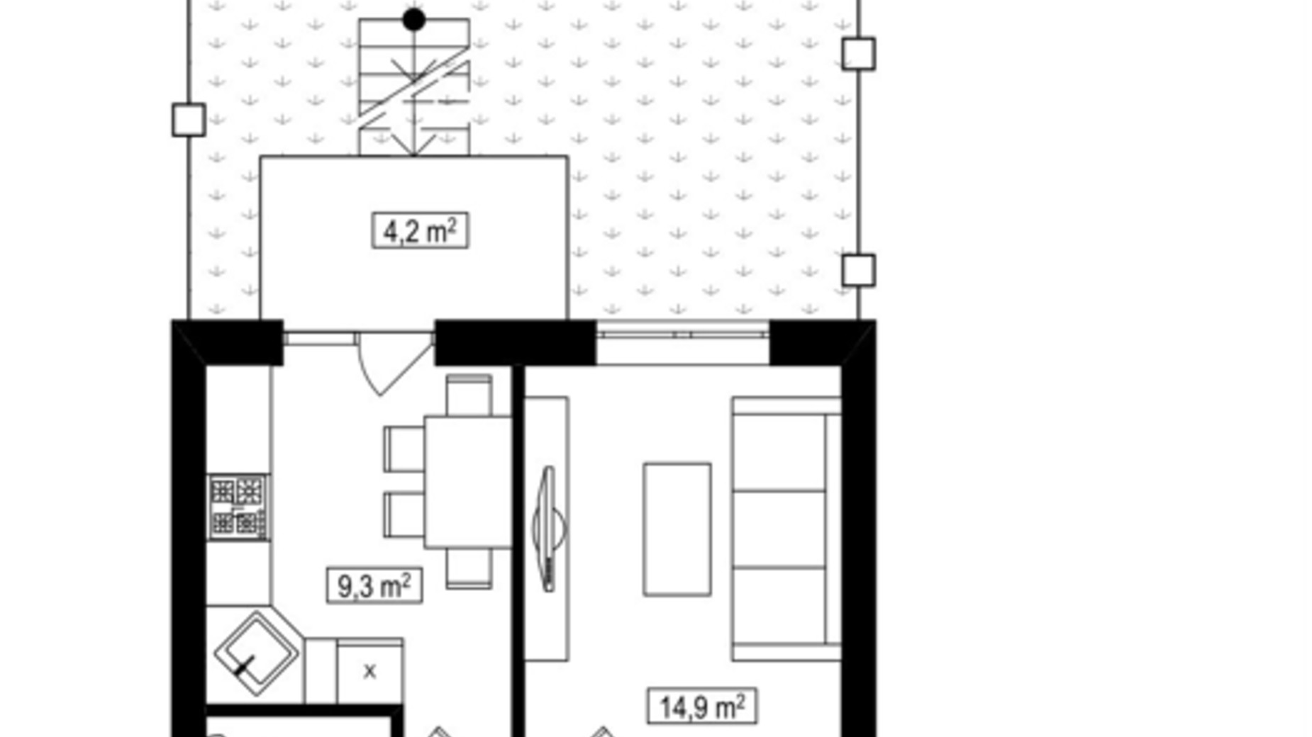 Планировка 1-комнатной квартиры в ЖК Амстердам Клубный 34.8 м², фото 587827