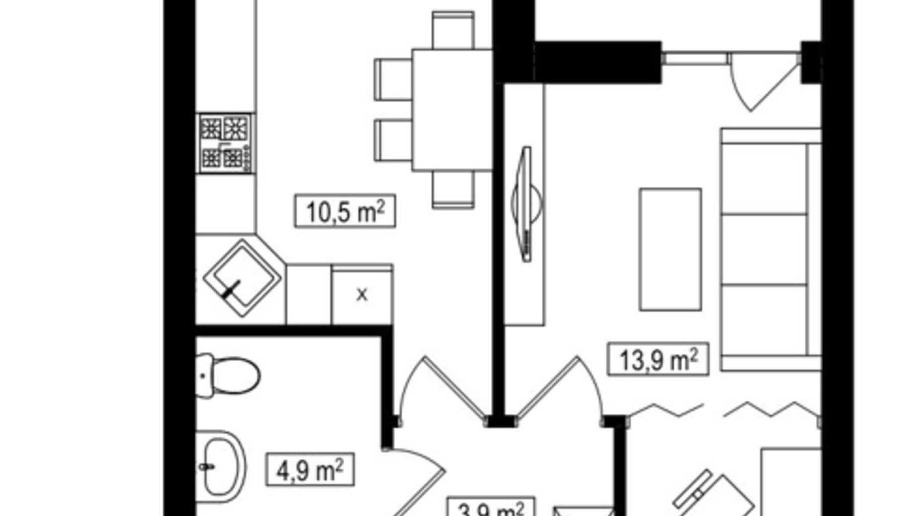 Планировка 1-комнатной квартиры в ЖК Амстердам Клубный 35.4 м², фото 588012