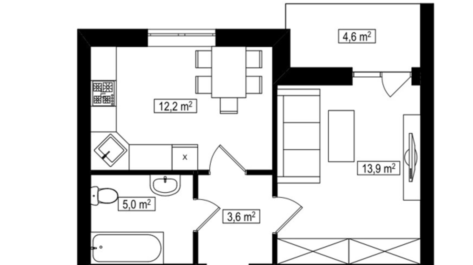 Планування 1-кімнатної квартири в ЖК Амстердам Клубний 37 м², фото 588053