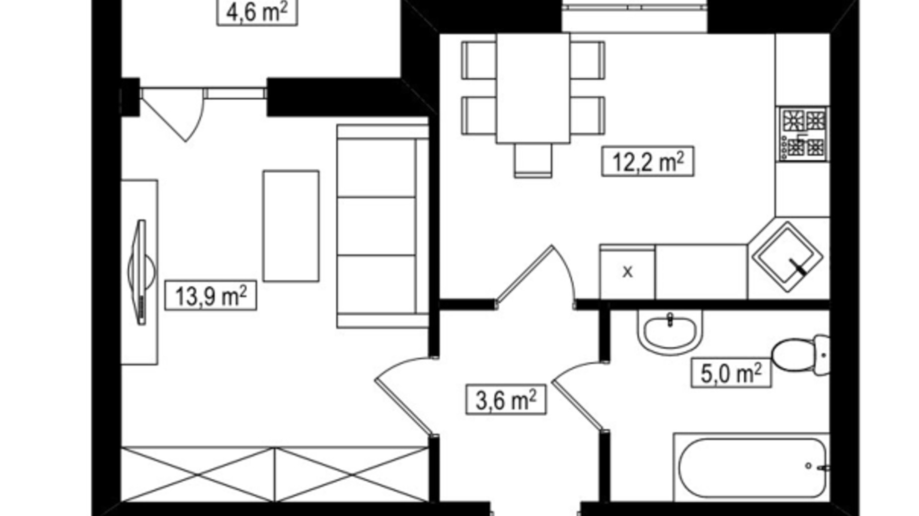 Планировка 1-комнатной квартиры в ЖК Амстердам Клубный 37 м², фото 588054