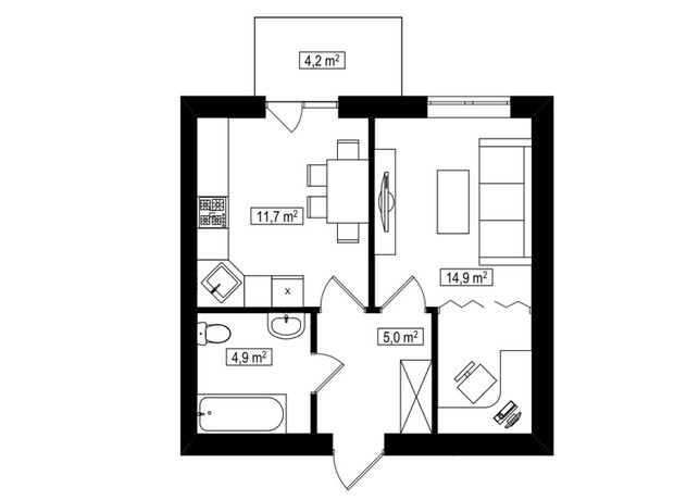 ЖК Амстердам Клубный: планировка 1-комнатной квартиры 37.8 м²