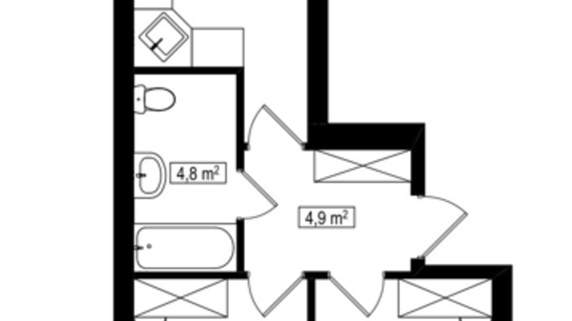 Планування 2-кімнатної квартири в ЖК Амстердам Клубний 54.2 м², фото 588072