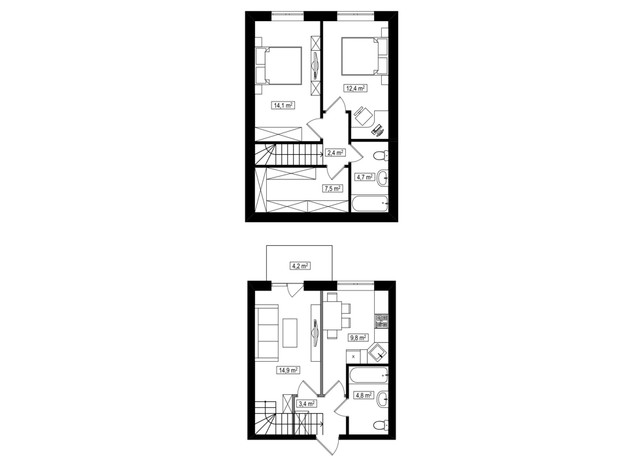 ЖК Амстердам Клубний: планування 3-кімнатної квартири 75.3 м²