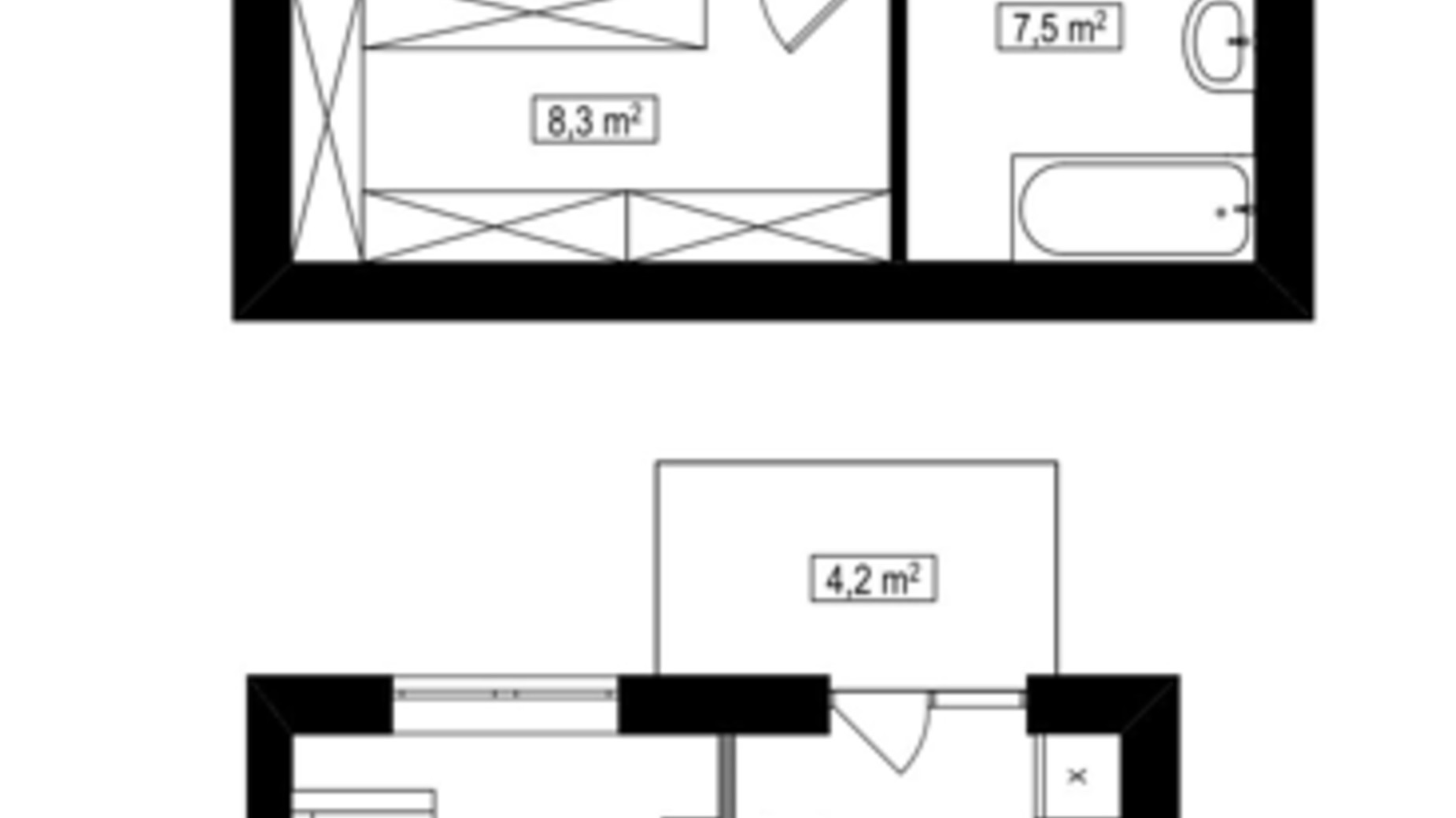 Планировка много­уровневой квартиры в ЖК Амстердам Клубный 83.2 м², фото 588088