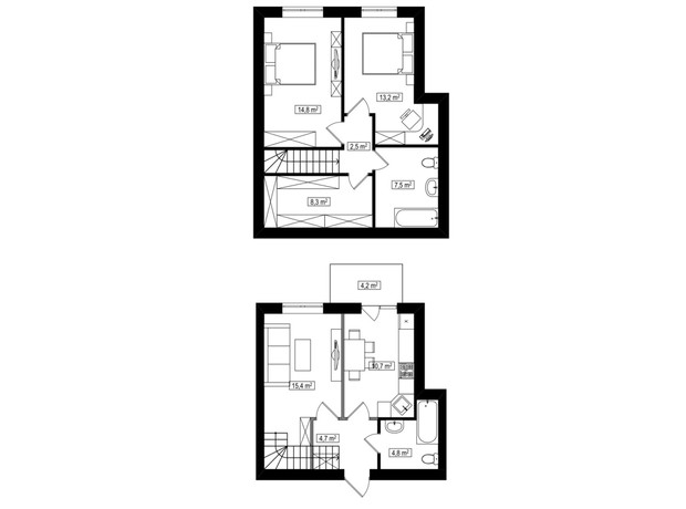 ЖК Амстердам Клубный: планировка 3-комнатной квартиры 83.2 м²