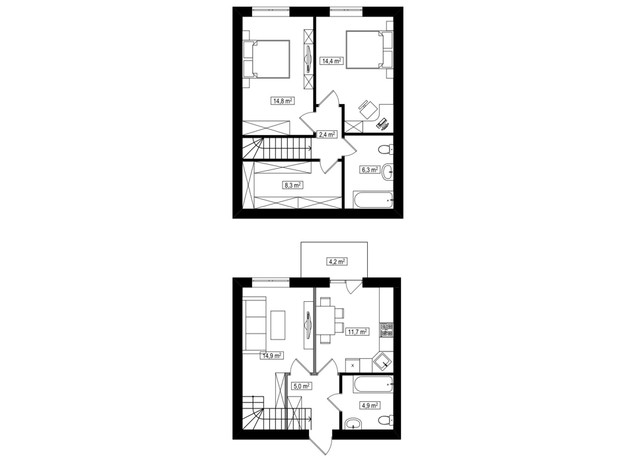 ЖК Амстердам Клубный: планировка 3-комнатной квартиры 84 м²