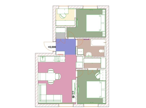 ЖК Victory: планировка 2-комнатной квартиры 57 м²