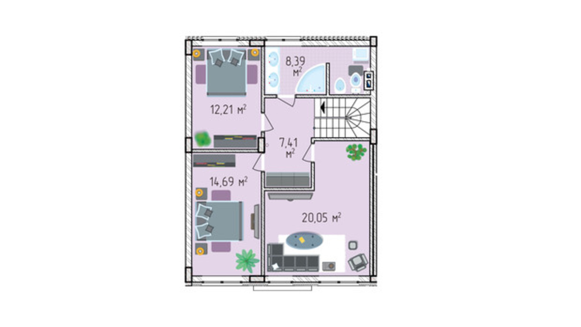 Планировка таунхауса в Таунхаус Лавандовый 120.69 м², фото 588863