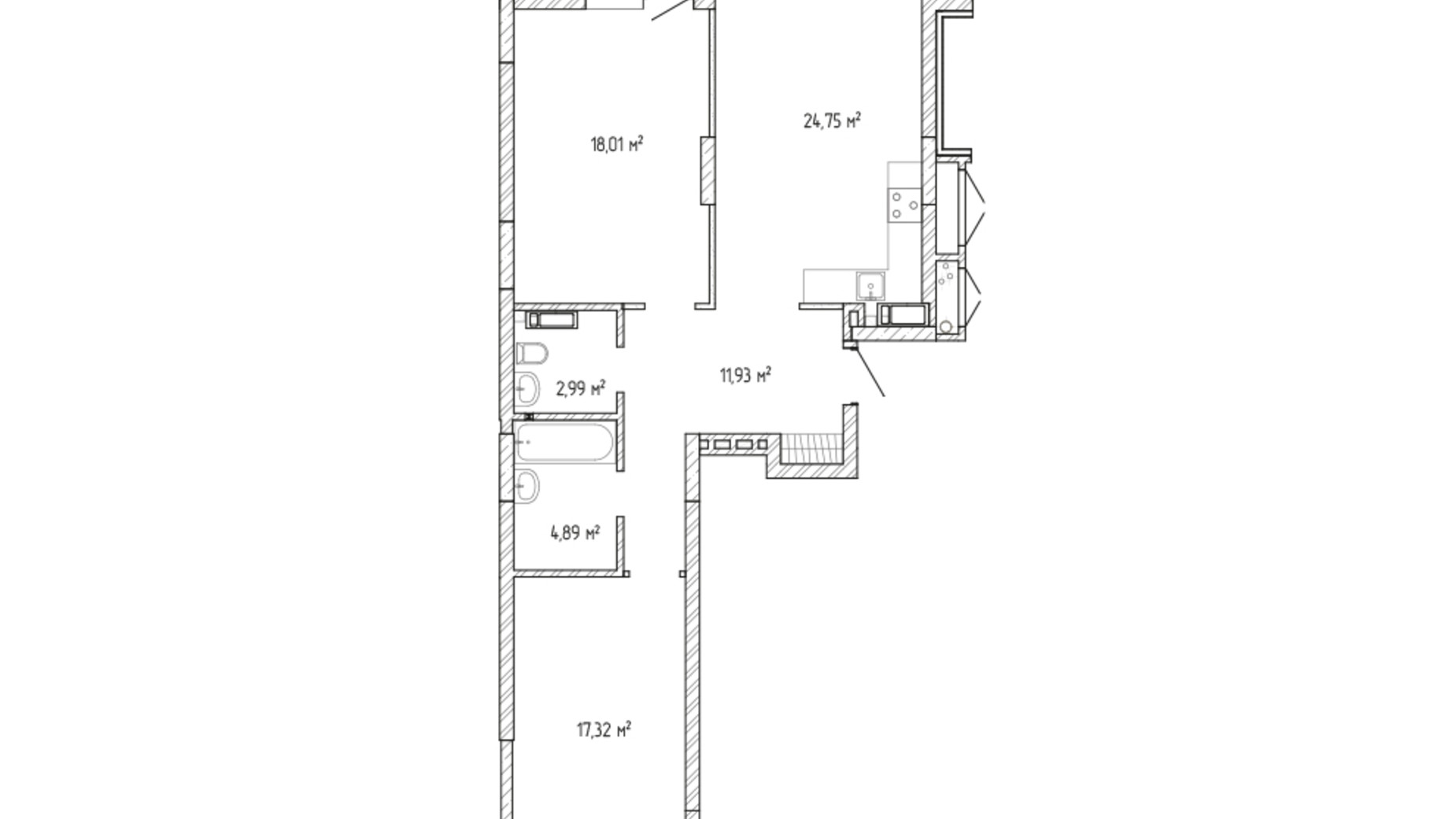 Планировка 2-комнатной квартиры в ЖК Krona Park 2 81.81 м², фото 588887
