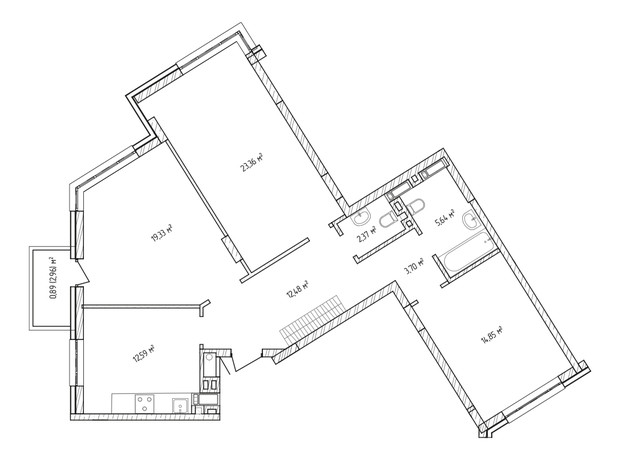 ЖК Krona Park 2: планировка 3-комнатной квартиры 95.21 м²
