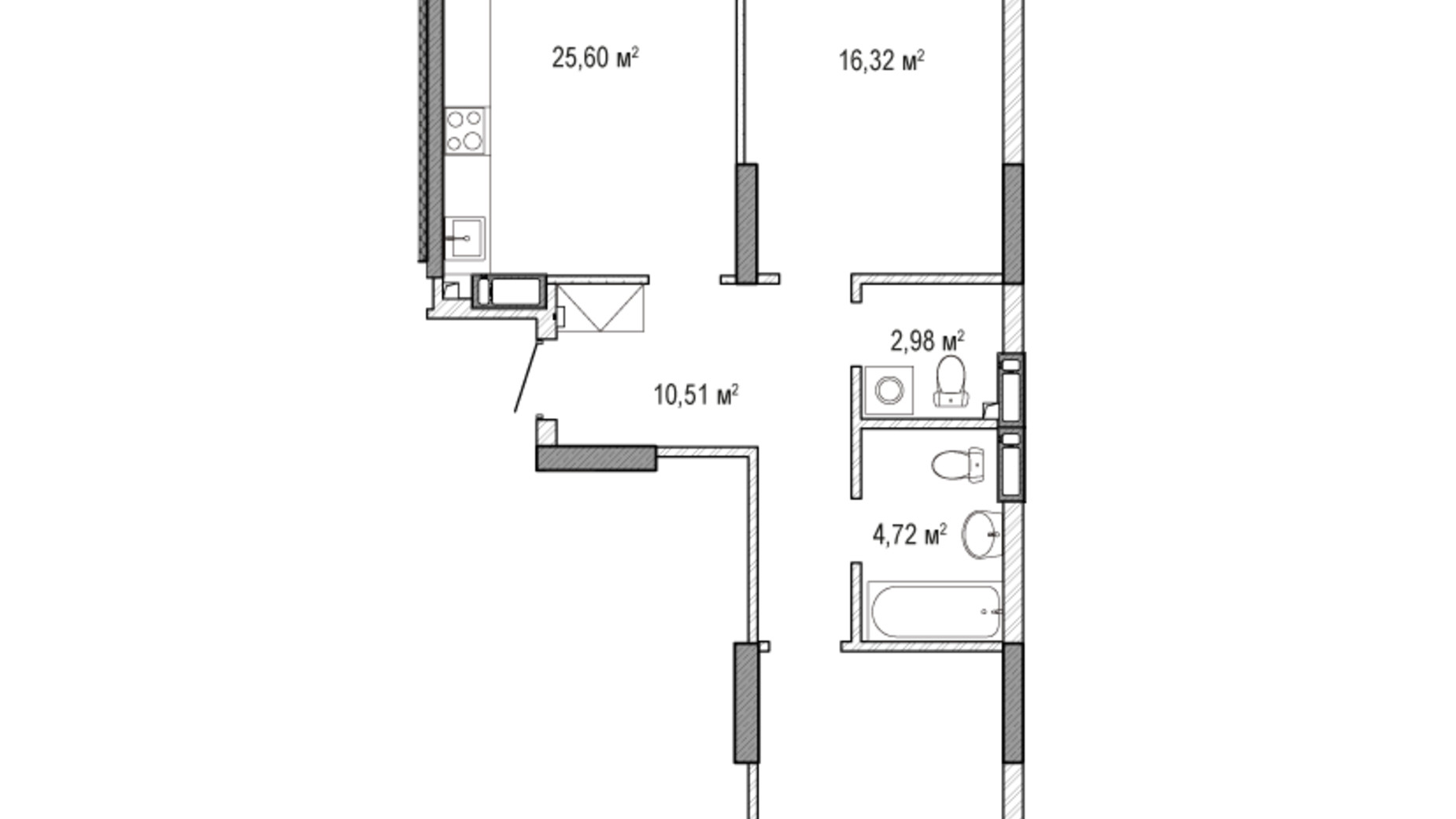 Планировка 3-комнатной квартиры в ЖК Krona Park 2 82.66 м², фото 588916