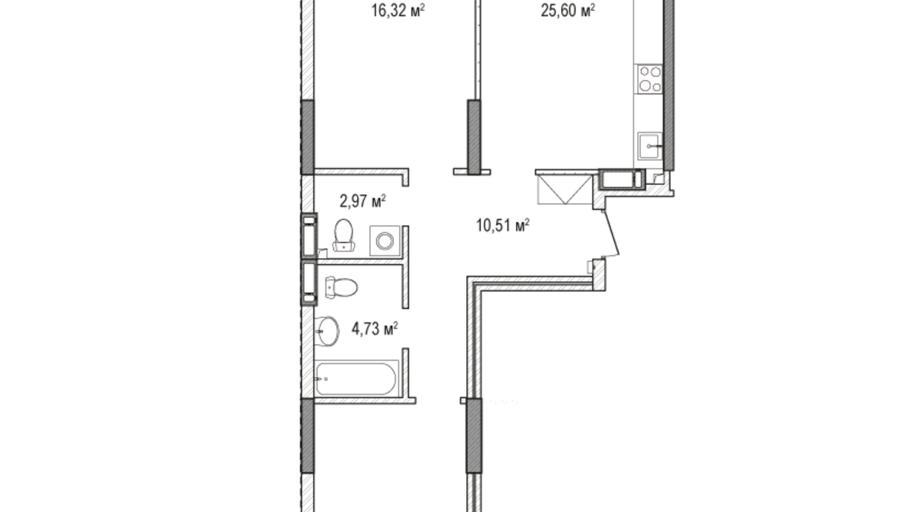 Планування 3-кімнатної квартири в ЖК Krona Park 2 82.61 м², фото 588917