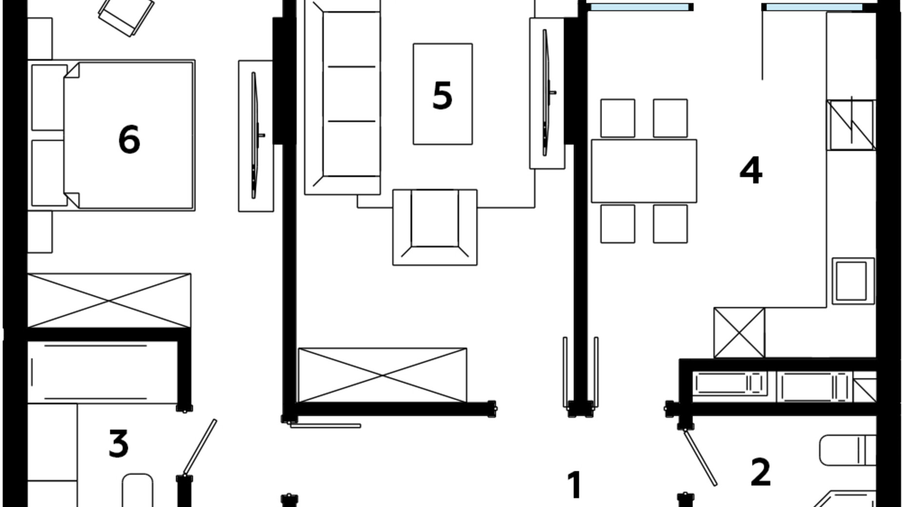 Планировка 2-комнатной квартиры в ЖК Madison Gardens 74.8 м², фото 588958