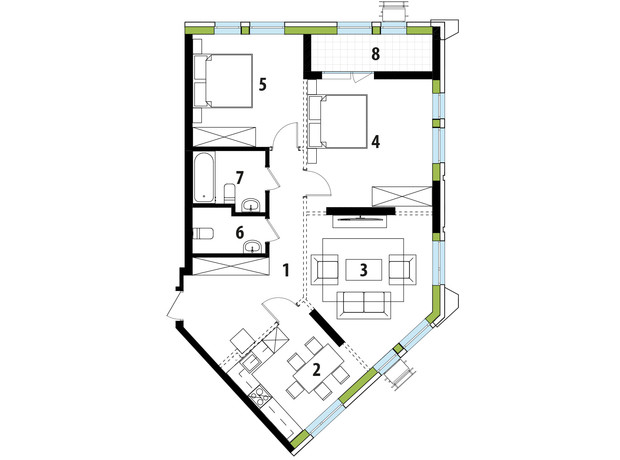 ЖК Madison Gardens: планировка 3-комнатной квартиры 89.18 м²