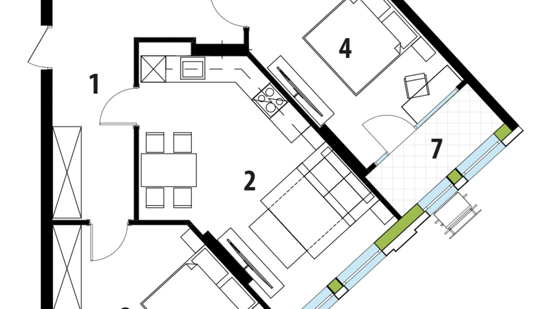 Планировка 2-комнатной квартиры в ЖК Madison Gardens 82.8 м², фото 588982