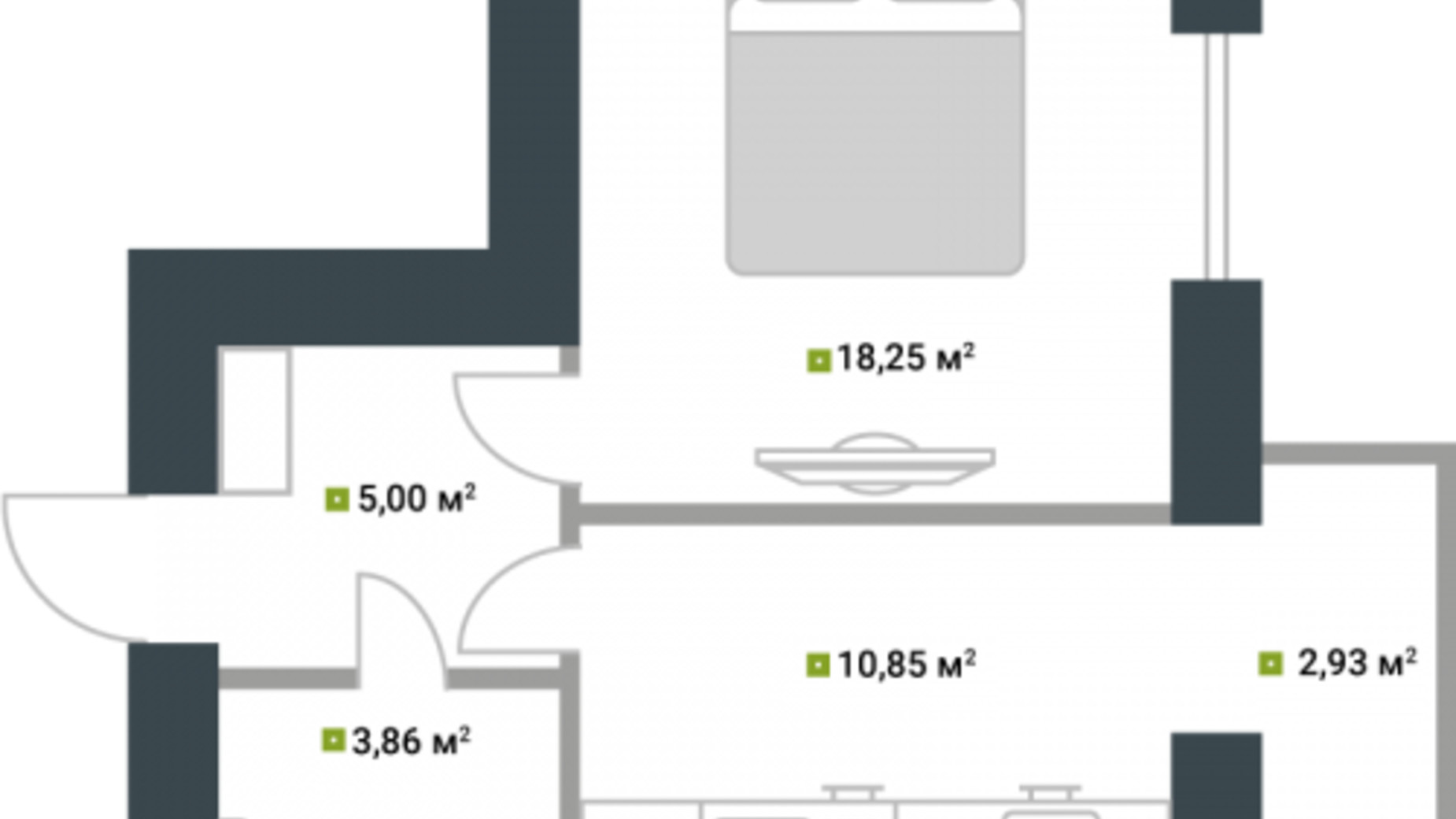 Планування 1-кімнатної квартири в ЖК Idilika 49.89 м², фото 589060