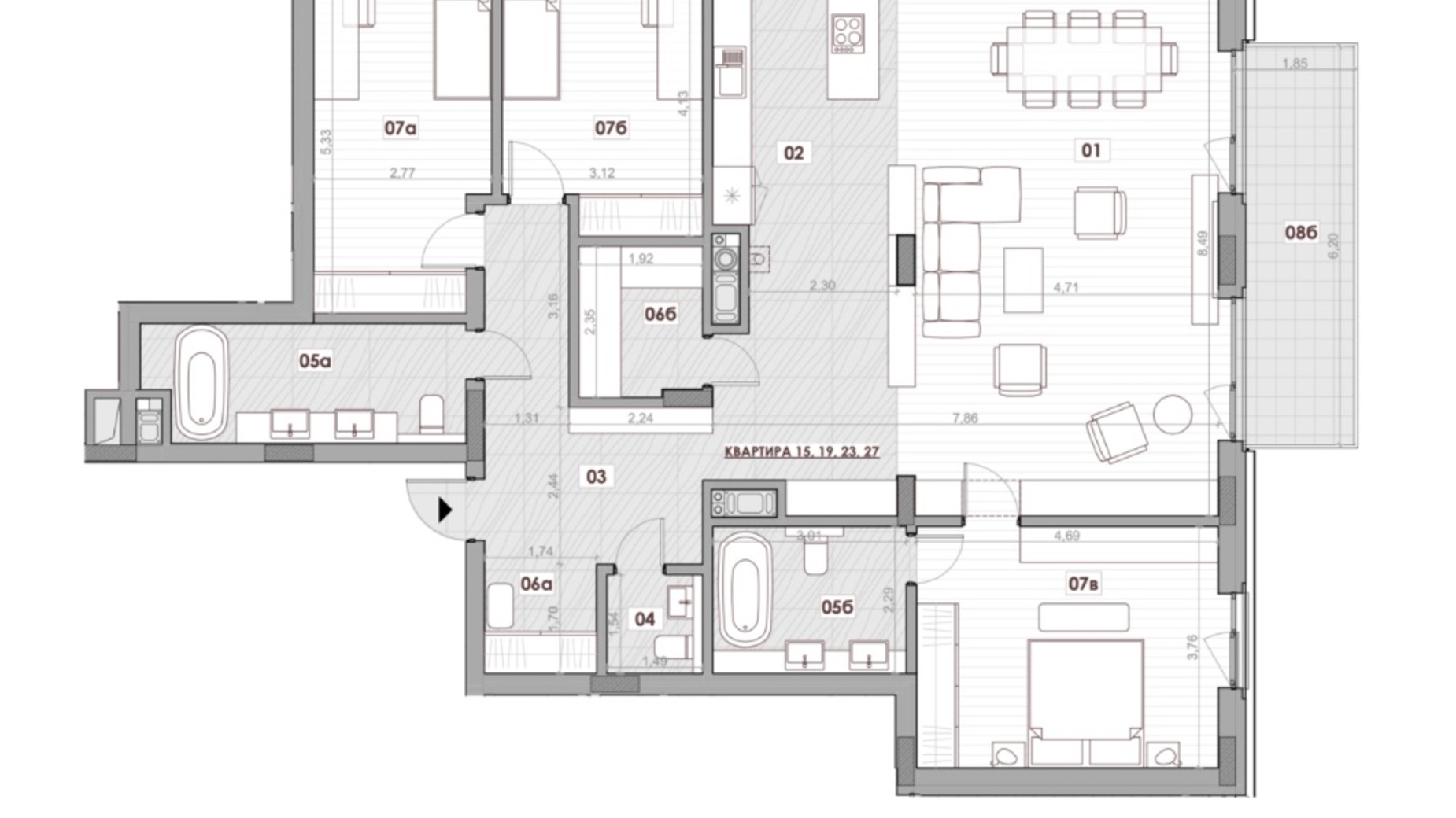 Планування 3-кімнатної квартири в ЖК Княжий Холл 155.62 м², фото 589099