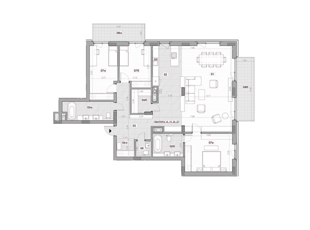 ЖК Княжий Холл: планировка 3-комнатной квартиры 155.62 м²