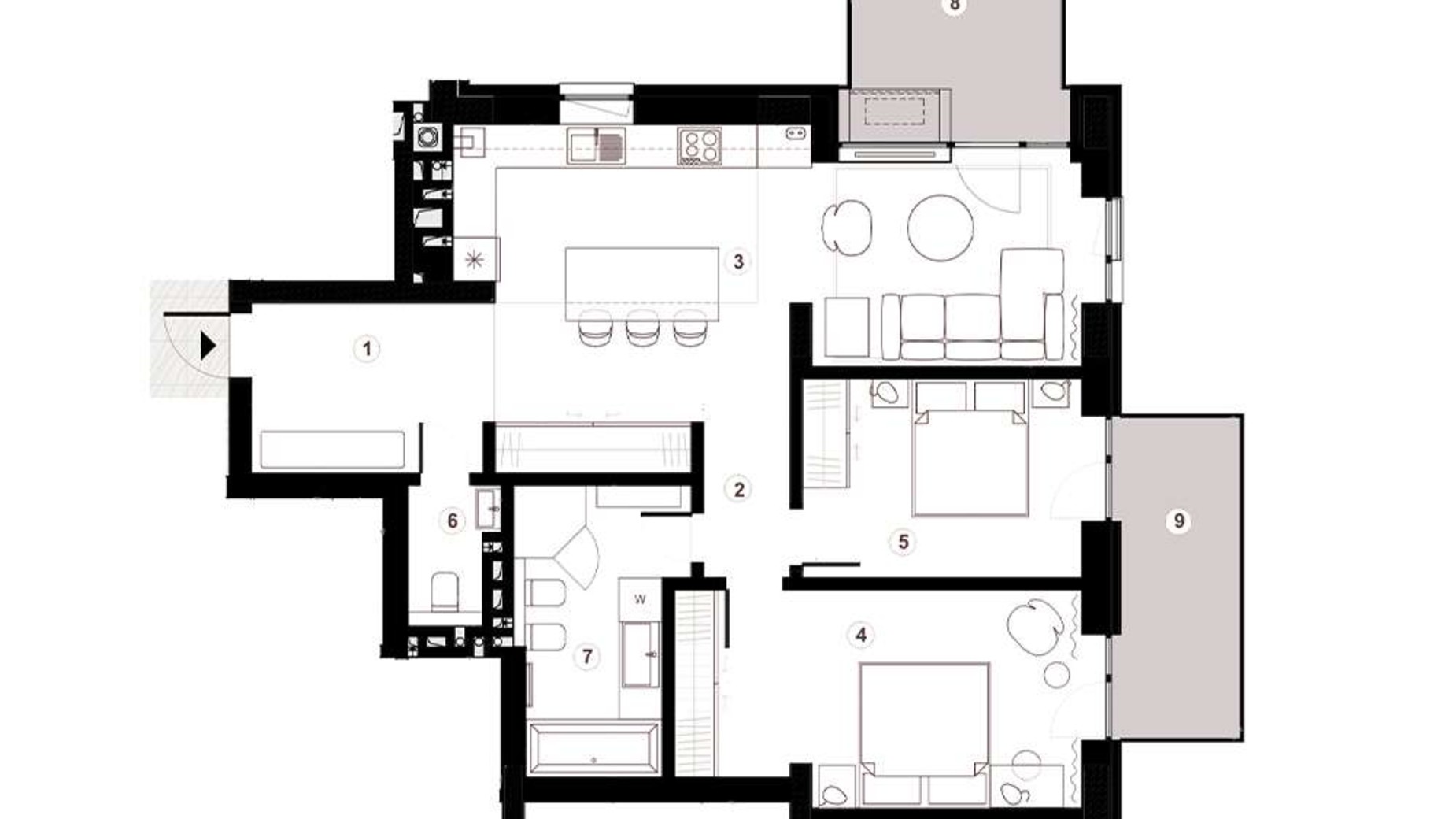 Планування 2-кімнатної квартири в ЖК Княжий Холл 83.5 м², фото 589110