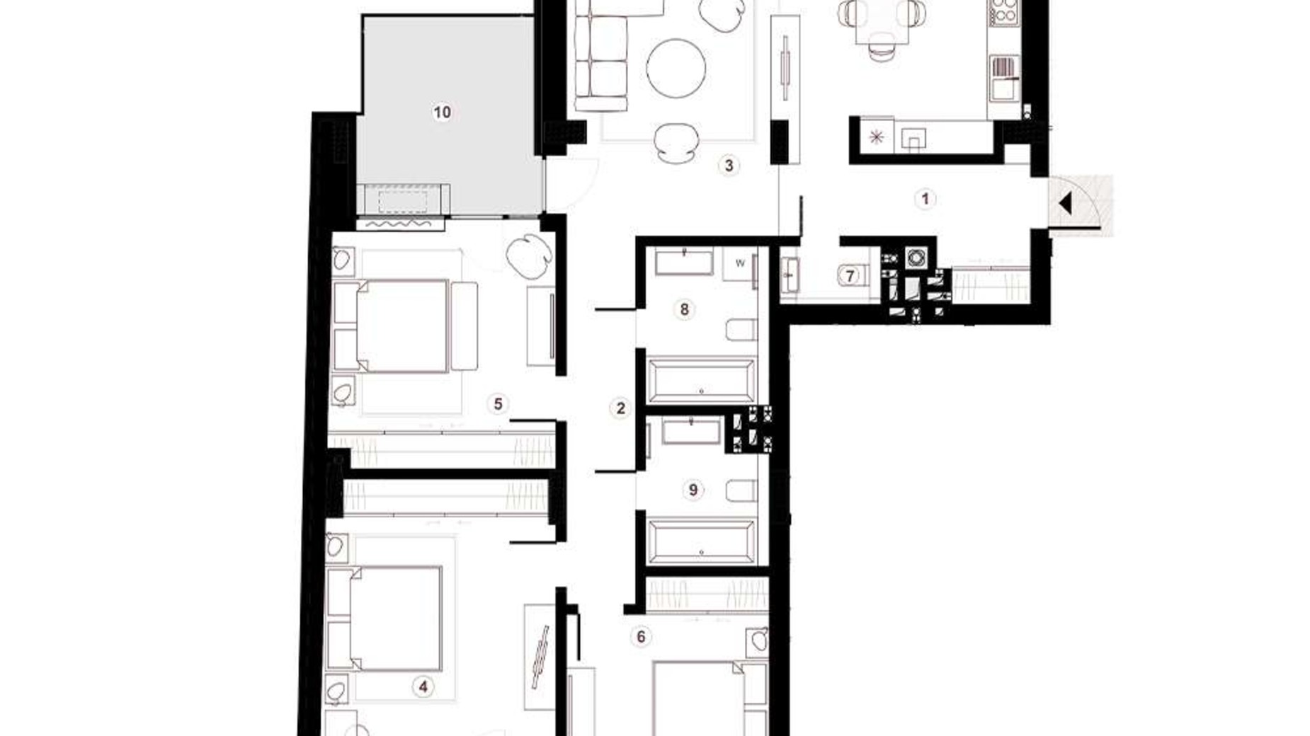 Планування 3-кімнатної квартири в ЖК Княжий Холл 115.2 м², фото 589111