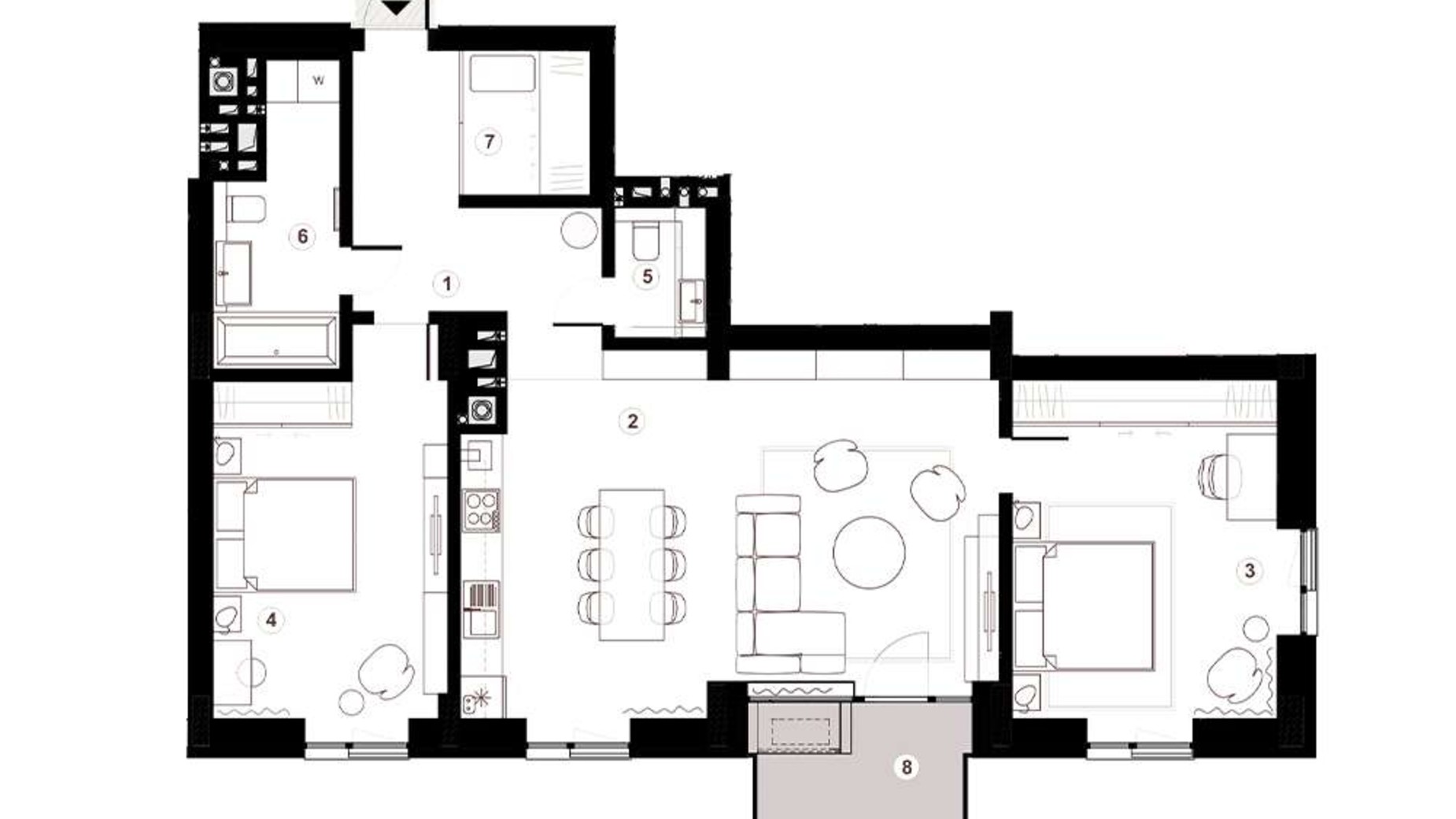 Планировка 1-комнатной квартиры в ЖК Княжий Холл 68.7 м², фото 589114