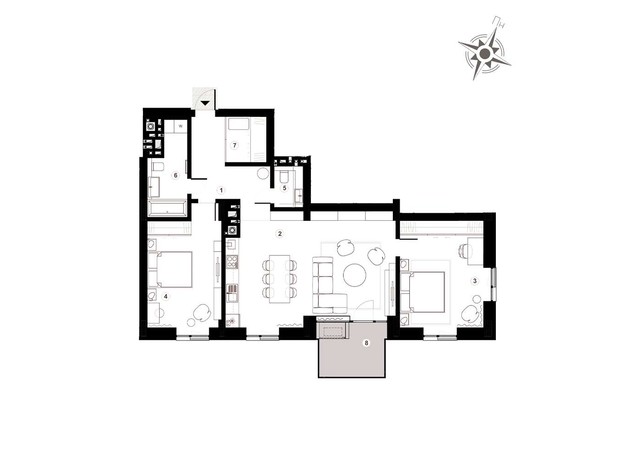 ЖК Княжий Холл: планировка 1-комнатной квартиры 68.7 м²