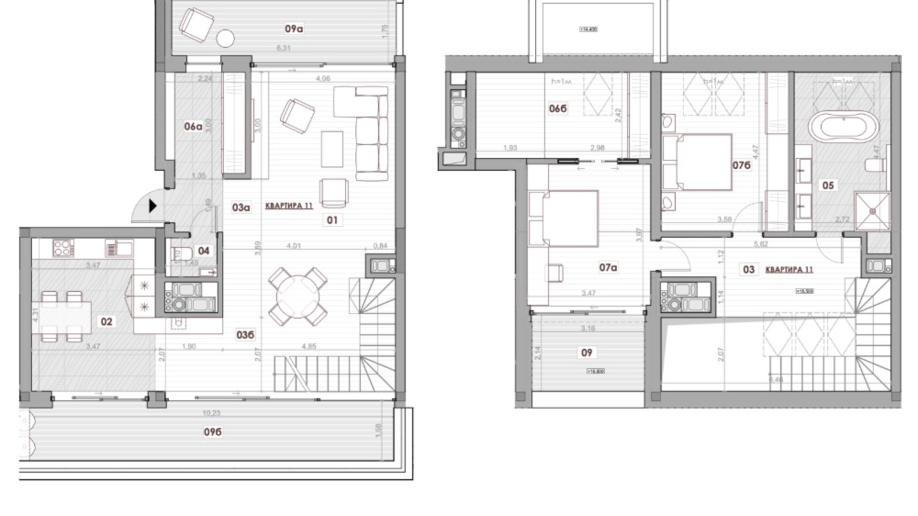 Планування багато­рівневої квартири в ЖК Княжий Холл 145.7 м², фото 589122