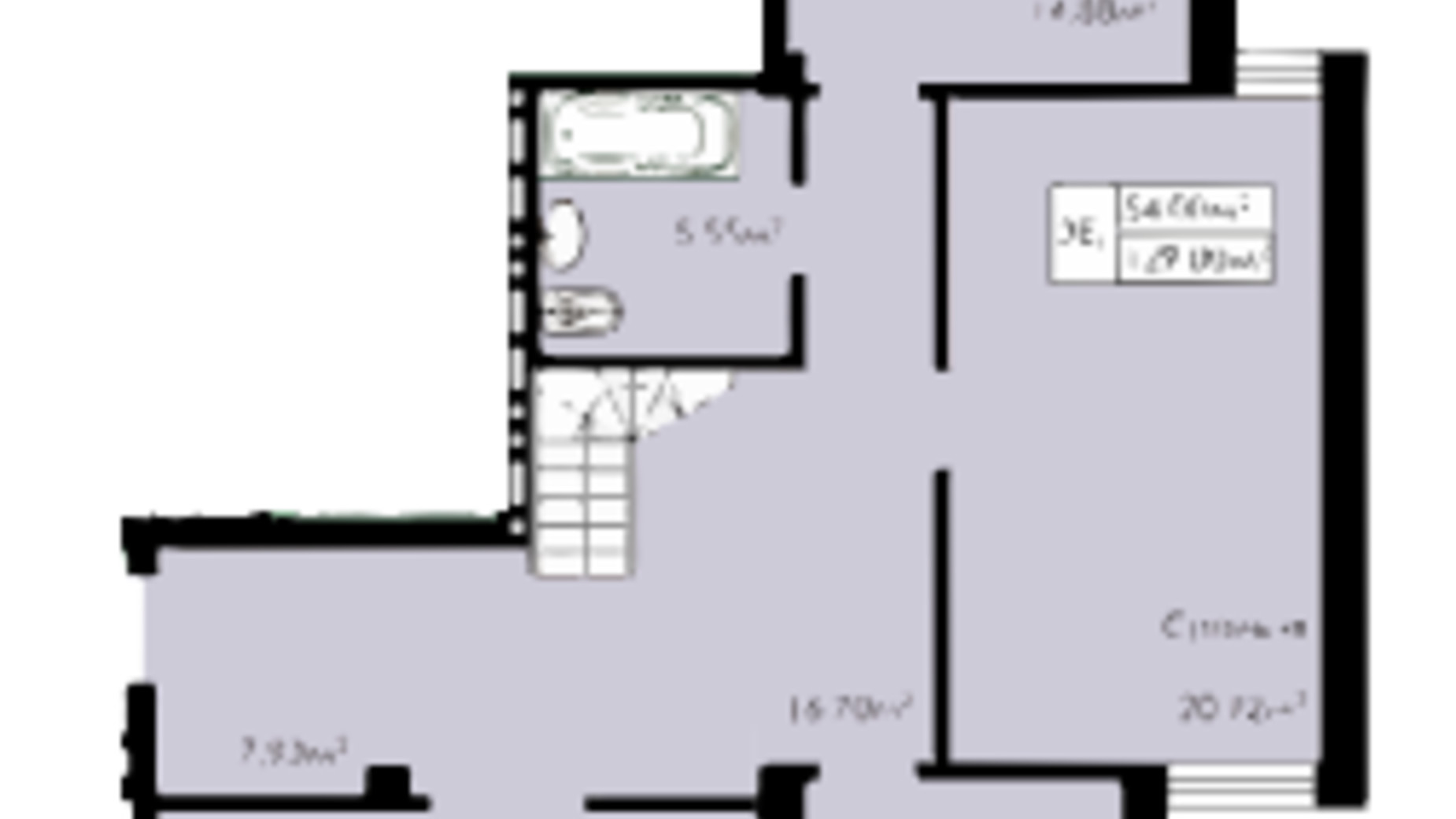 Планировка много­уровневой квартиры в ЖК English House 124 м², фото 589149