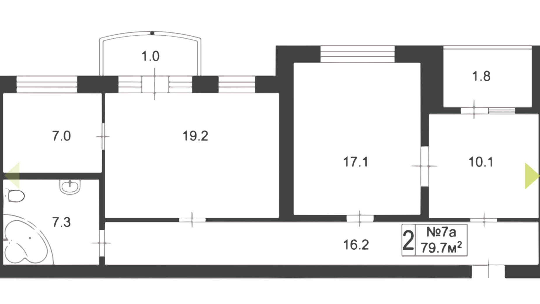 Планування 2-кімнатної квартири в ЖК Palais Royal 80 м², фото 589151