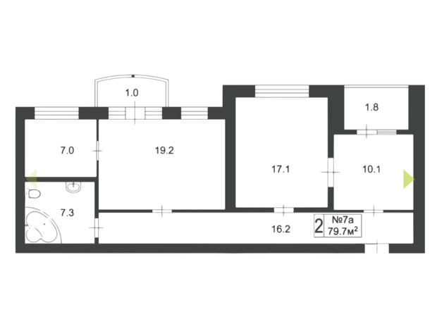 ЖК Palais Royal: планировка 2-комнатной квартиры 80 м²